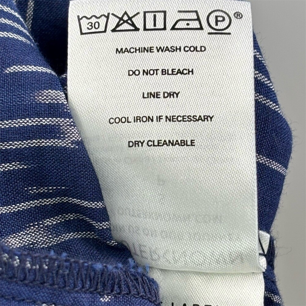 Outerknown Dress Womens Blue White Ikat Midi Sleeveless Elastic- NEW - Picture 6 of 7